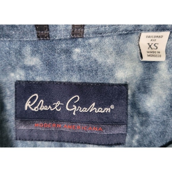 Robert Graham Ferndale Cotton Twill Woven Button Down Long Sleeve Shirt Blue XS - Picture 11 of 12